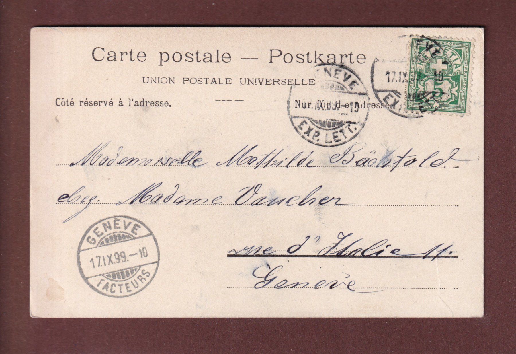 Ansichtskarten: MONTREUX - 1899 CPN – Gebraucht aus Pully von nicecards 1