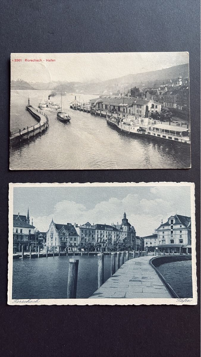 Cartoline postali: 2 AK Rorschach Hafen & Stadt – Usato da Au ZH venduto da Samson84