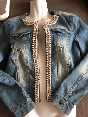 Veste en jean bijou Melrose perles et strass 34