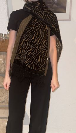 Écharpe vintage zèbre soie/viscose