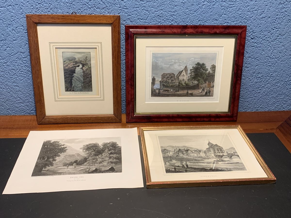 Stiche: Lot de 4 gravures – Gebraucht aus Veytaux von Latourelle