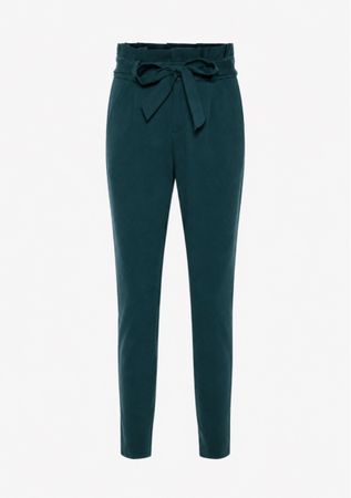 Stylische Hose mit Bindegürtel, Dunkelgrün, Grösse M