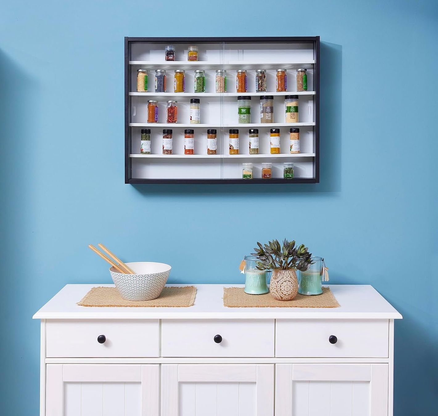 Vetrine: Sammlervitrine, Hängevitrine, Wandregal, Glasvitrine Bla/Whi – Nuovo e nell'imballaggio originale da Fislisbach venduto da IboTrade 1