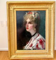 19th C French Lady Portrait Oil Painting