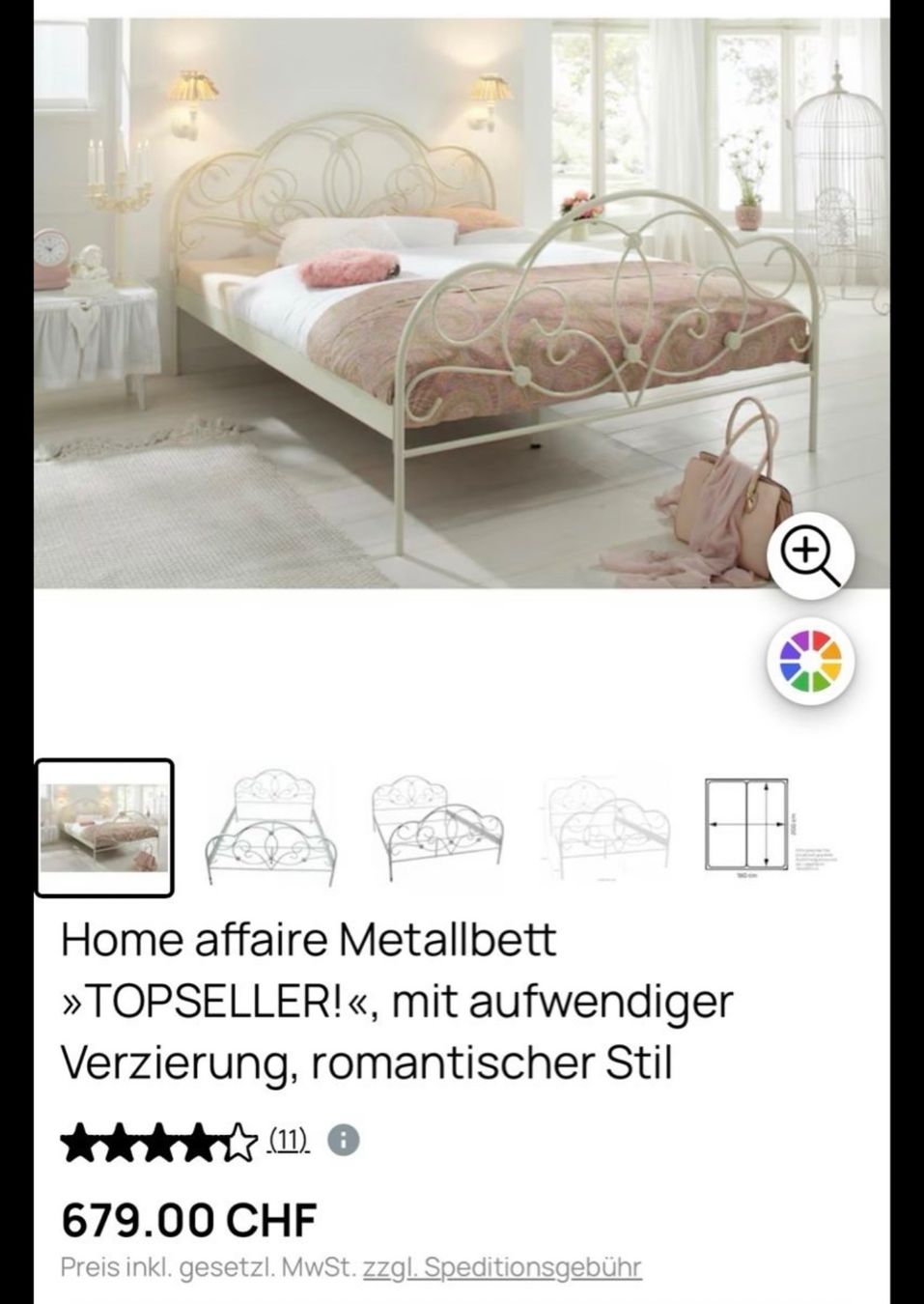 Letti: Romantisches Metallbett 180x200cm – Usato da Dübendorf venduto da alb_7rn8 1