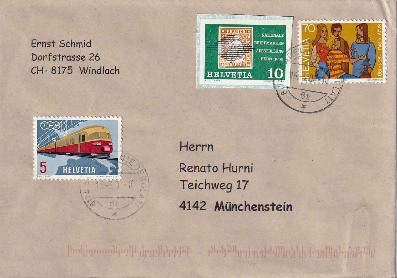 Tutti i francobolli: Brief B-Post Stadel b. Niederglatt – Usato da Arlesheim venduto da gaugi43