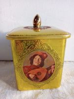 Goldene Vintage Blech Dose mit Deckel Dekorativ aus Holland