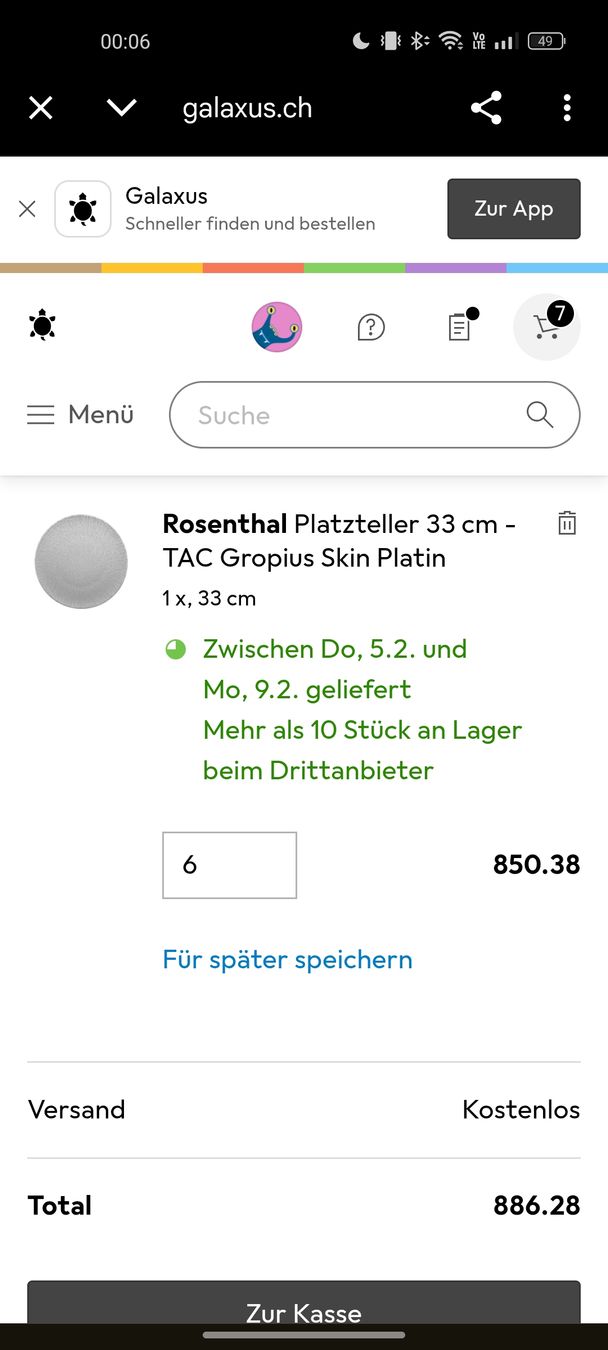 Rosenthal Piatti: Rosenthal Studio-Line Teller, Vintage, Made in Germany 6+6 – Usato da Winterthur venduto da style-and-design.zrh 6