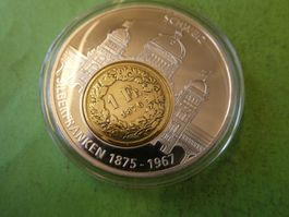 versilberte Medaille 50 mm PP, Silberfranken 1876