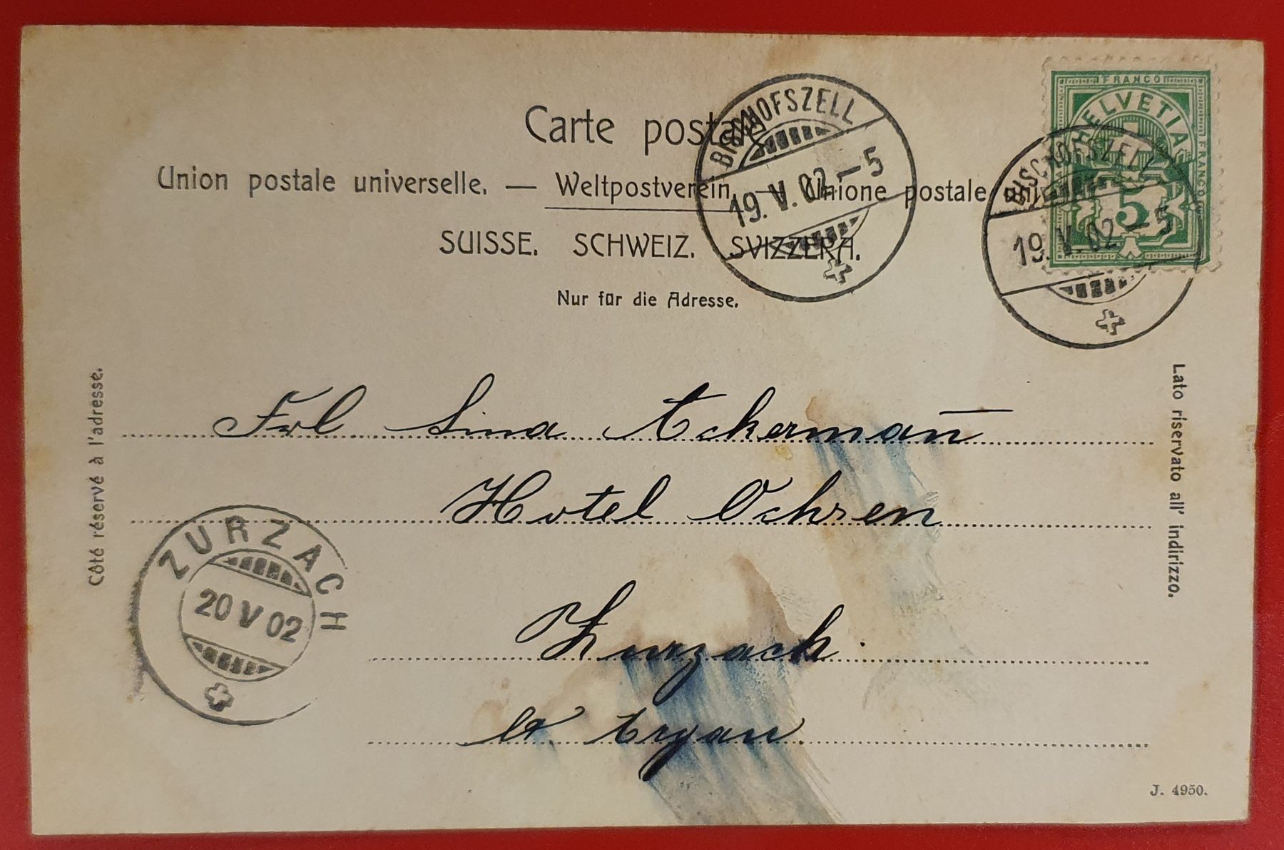 Cartoline postali: Gruss aus Bischofszell 1902 – Usato da Kreuzlingen venduto da Rschweiz1 1