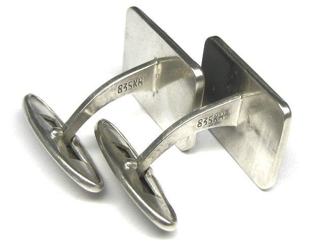 Gemelli: Vintage Manschettenknöpfe Silber 835 + KH / schwarzer Stein – Usato da Ermatingen venduto da Decovin 3