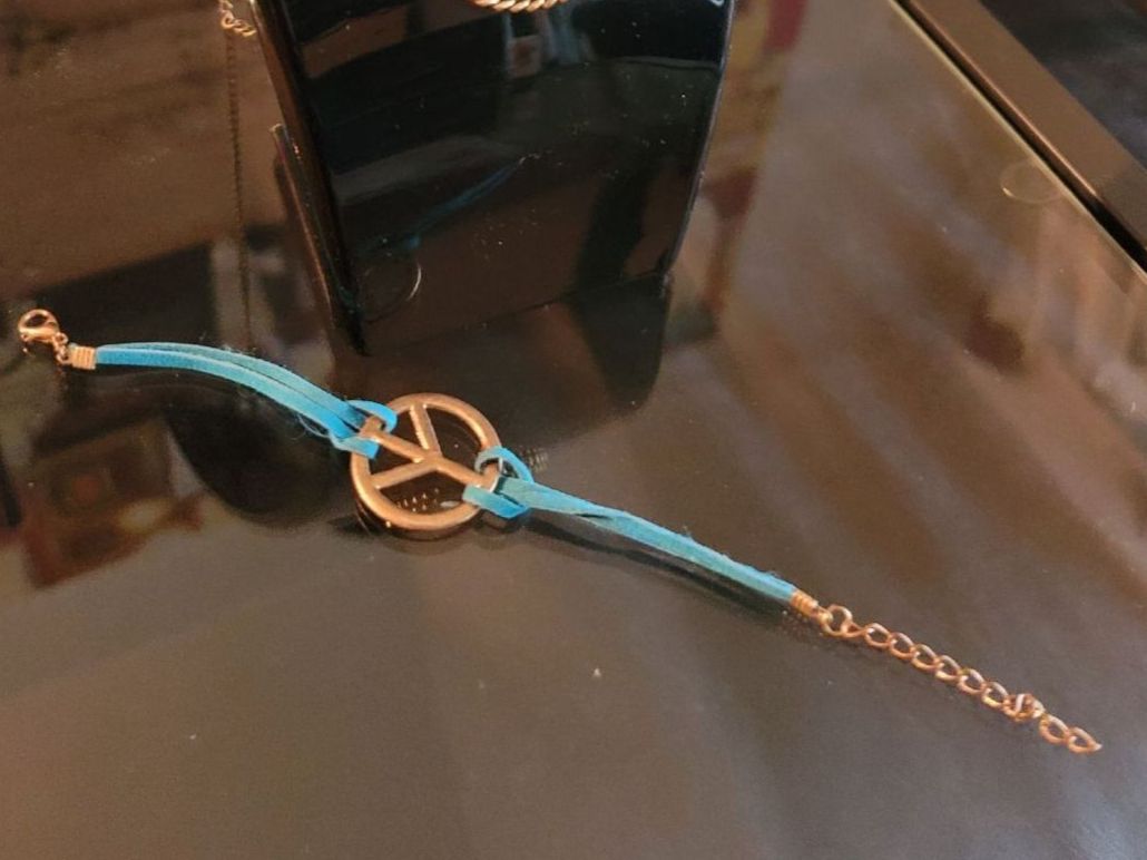Bracciali & Braccialetti: Peace-Zeichen, PEACE, pace, Friedi, turqoise, Frieden türkis – Nuovo e nell'imballaggio originale da Zollikerberg venduto da Nice_Name