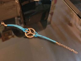Peace-Zeichen Kette, Goldfarben, Hippie Regalo, pace, Friedi