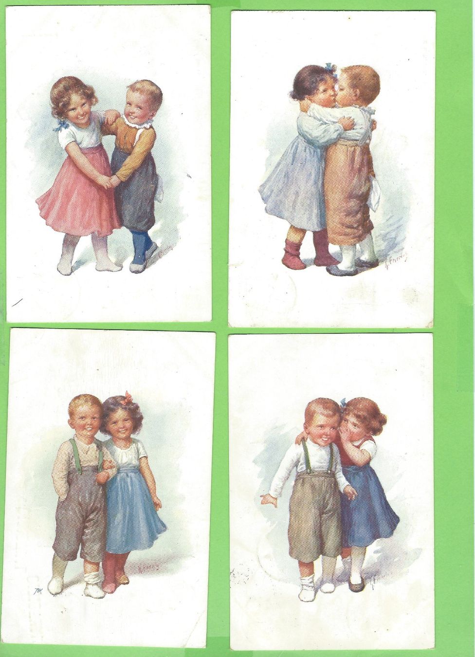 Cartoline postali: 4 antike Postkarten, Kindermotive, ca.1909 – Usato da Zürich venduto da t24_de