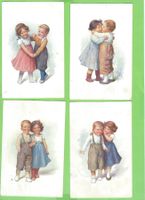 4 antike Postkarten, Kindermotive, ca.1909