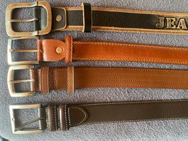 4 Herren Gürtel, Leder, verschiedene Farben, Top!