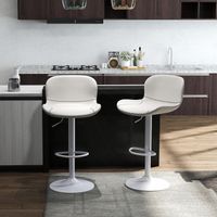 Barhocker 2er Set hoehenverstellbar Kunstleder weiss modern