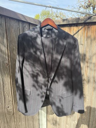 Herren Anzug Paoloni blau gestreift guter Zustand Gr 52