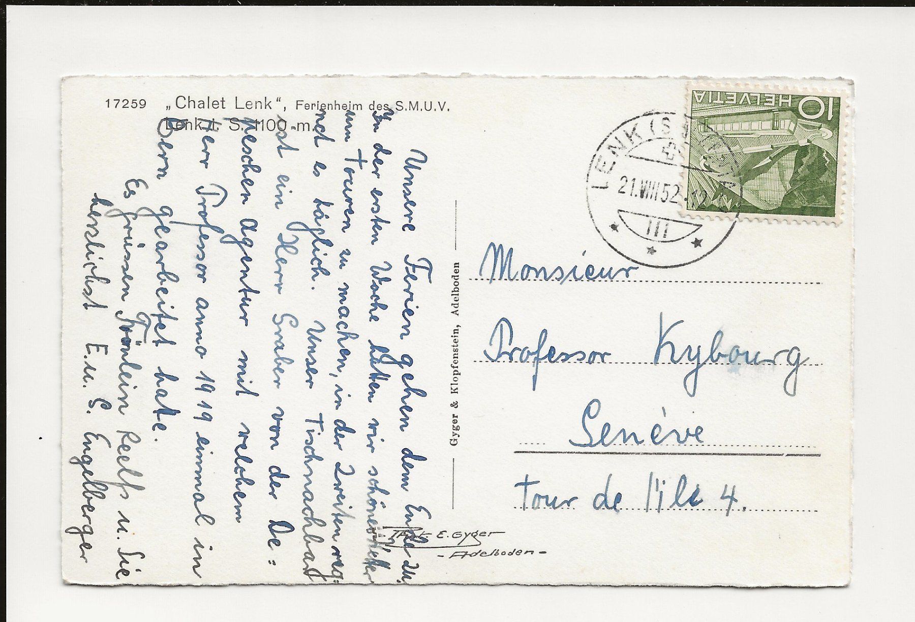 Cartoline postali: AK 1952 Chalet Lenk Ferienheim SMUV – Usato da Greifensee venduto da 315WDO 1