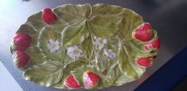 Erdbeer Deko Platte, Porzellan, Vintage Landhausstil