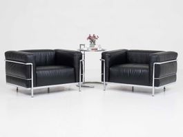 Cassina LC3 Sessel von Le Corbusier in schwarzem Leder