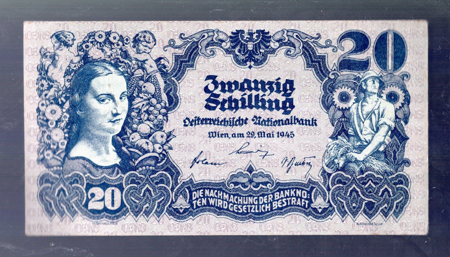Banknoten: Austria 20 shilling UNZ 1945 – Neu (gemäss Beschreibung) aus Leibstadt von baroc333