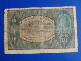 Seltene 10 Polnische Mark Banknote, 1919, Top Sammlerstück