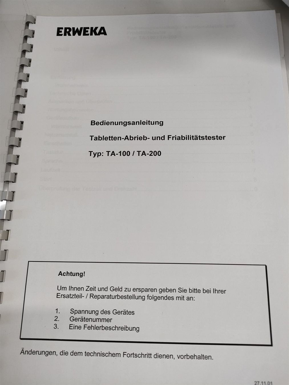 Accessori da laboratorio: Friabilitätstester von Erweka, Typ TA 100 – Usato da Niederdorf venduto da LeptonAG_Labor 5