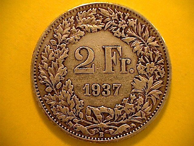 Alle Münzen: 2 Fr. 1937 – Gebraucht aus Buchs AG von Ged8