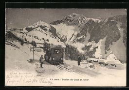 Caux, Station de Caux en hiver, Bergbahn
