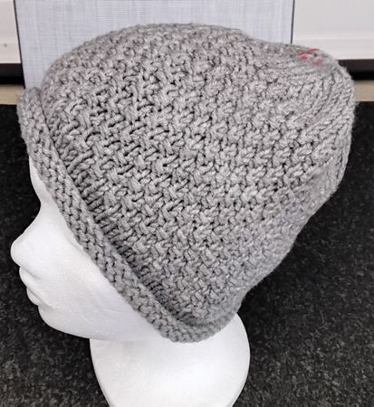 Strickmütze grau mit Rollrand und Innenfutter NEU 56cm