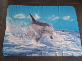 Kuscheldecke, Fleecedecke mit Delfin Motiv blau