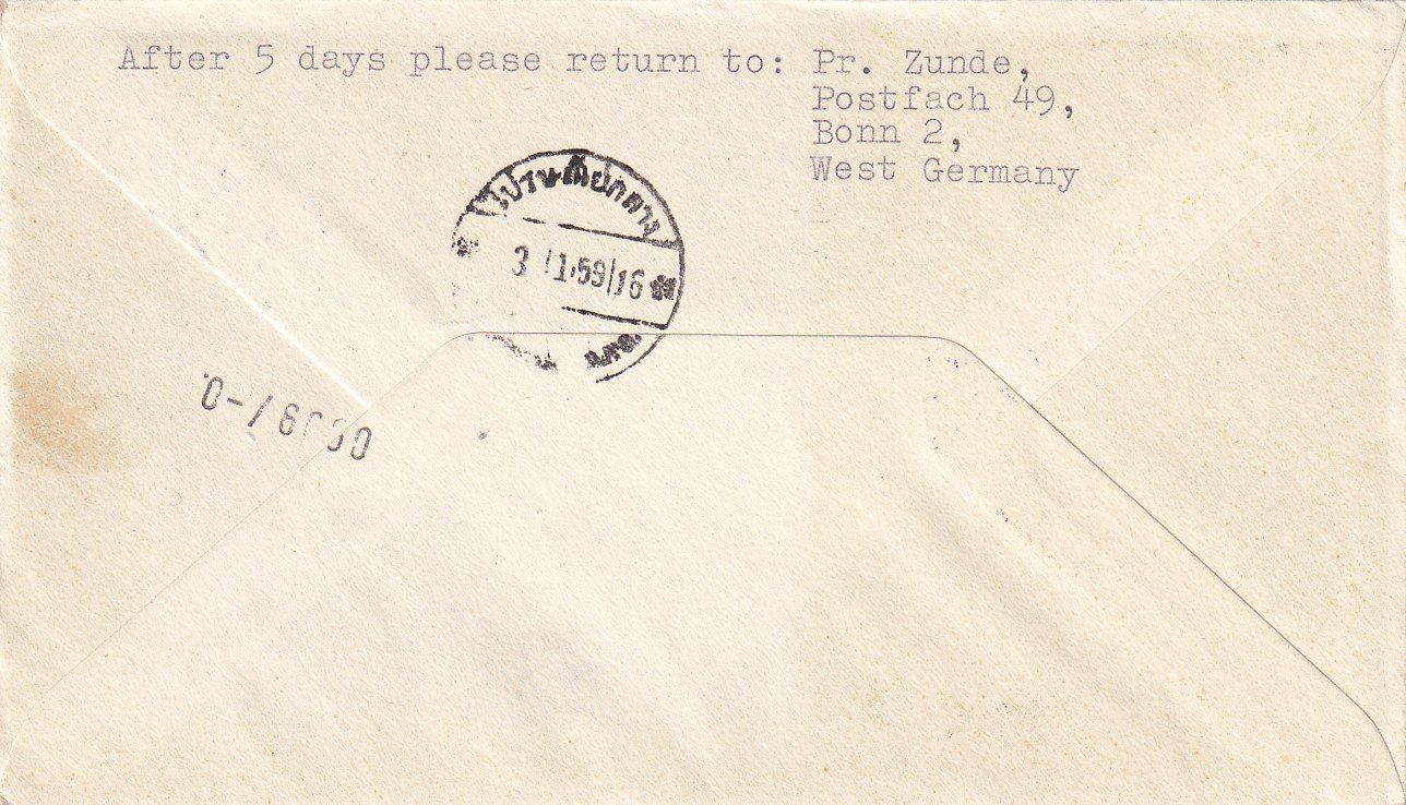 Alle Briefmarken: Erstflug Lufthansa Frankfurt - Bangkok 1959 – Gebraucht aus Baar von Asmara111 1
