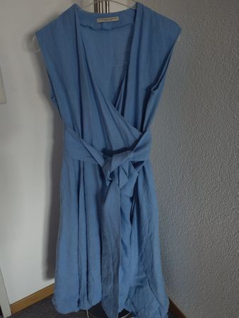 Of Grapes & Waves Wickel- Kleid hellblau, Leinen Gr. S- M