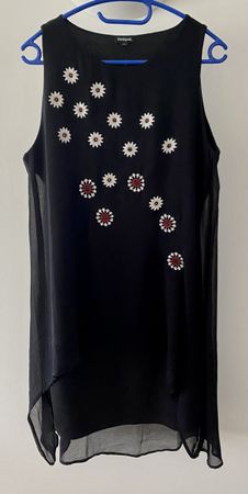 Desigual Kleid „Vest Barrie“ Gr. 42 – Schwarz mit Stickerei