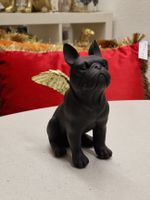 Bulldogge schwarz mit Flügel Gold (klein)