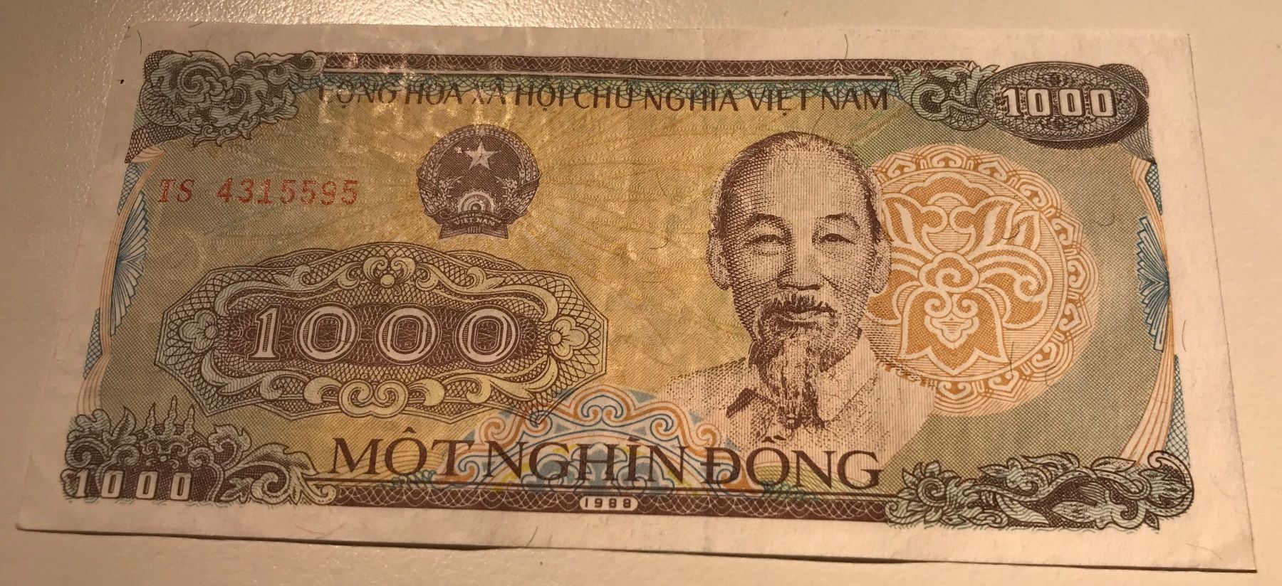 Banknoten: Vietnam 1000 Dong 1988 – Gebraucht aus Algetshausen von Carrhard