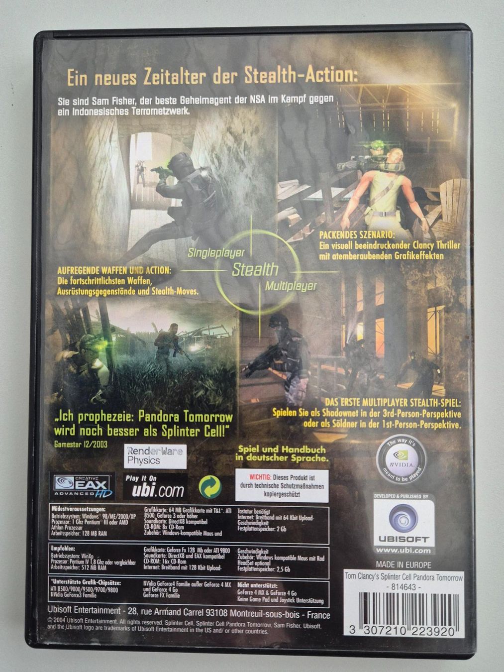 Spiele: Tom Clancy's Splinter Cell: Pandora Tomorrow – Gebraucht aus Rüti ZH von pep_l9zp 1