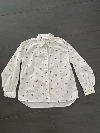 Mädchen Bluse Name It weiss mit Schleifen Grösse 134-140