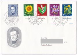 PJ 1961 FDC mit Tabs Blumennamen deutsch, ZNr. J188-192