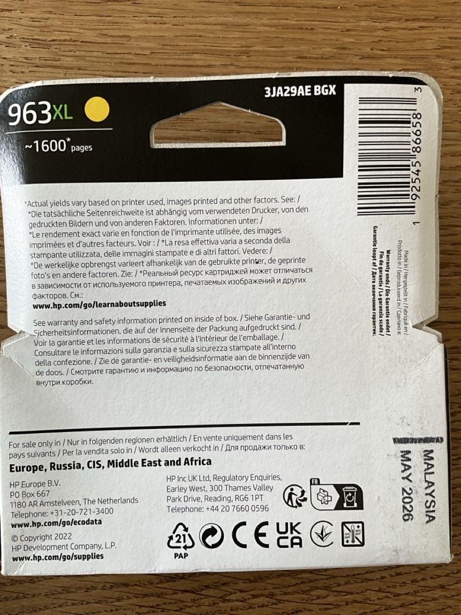 Hewlett Packard Cartucce per stampanti & toner: HP Druckerpatrone 963XL Gelb – Nuovo e nell'imballaggio originale da Uttigen venduto da Hogue 1