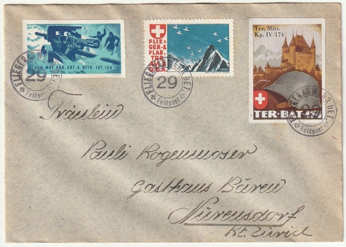 Cartoline postali: Feldpostbrief mit Soldatenmarken – Usato da Fislisbach venduto da Zigzag12