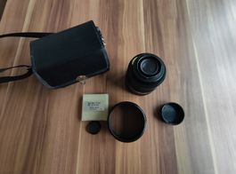 Kamera Objektiv mit Zubehör und Tasche gebrauchter Zustand 