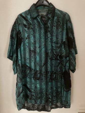Sommerliches Vintage-Hemd, türkis/schwarz, Grösse L