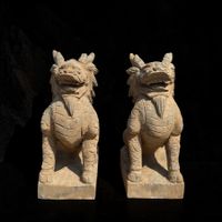 Kylin Qilin Steinfigur Wächterfiguren Shandong China Garten