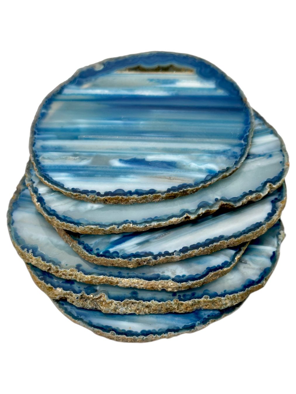 Sottobicchieri: Ensemble unique de six sous-verres en agate bleue – Usato da Morges venduto da Novantica 9