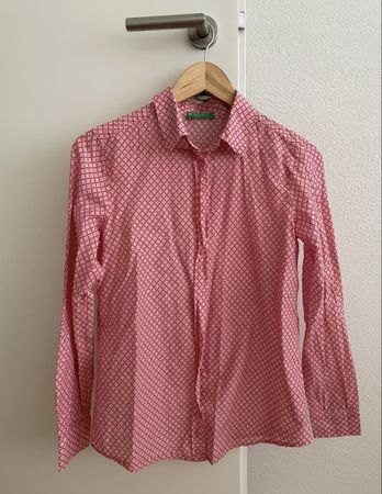 Chemise rose imprimée Benetton femme T M bon état