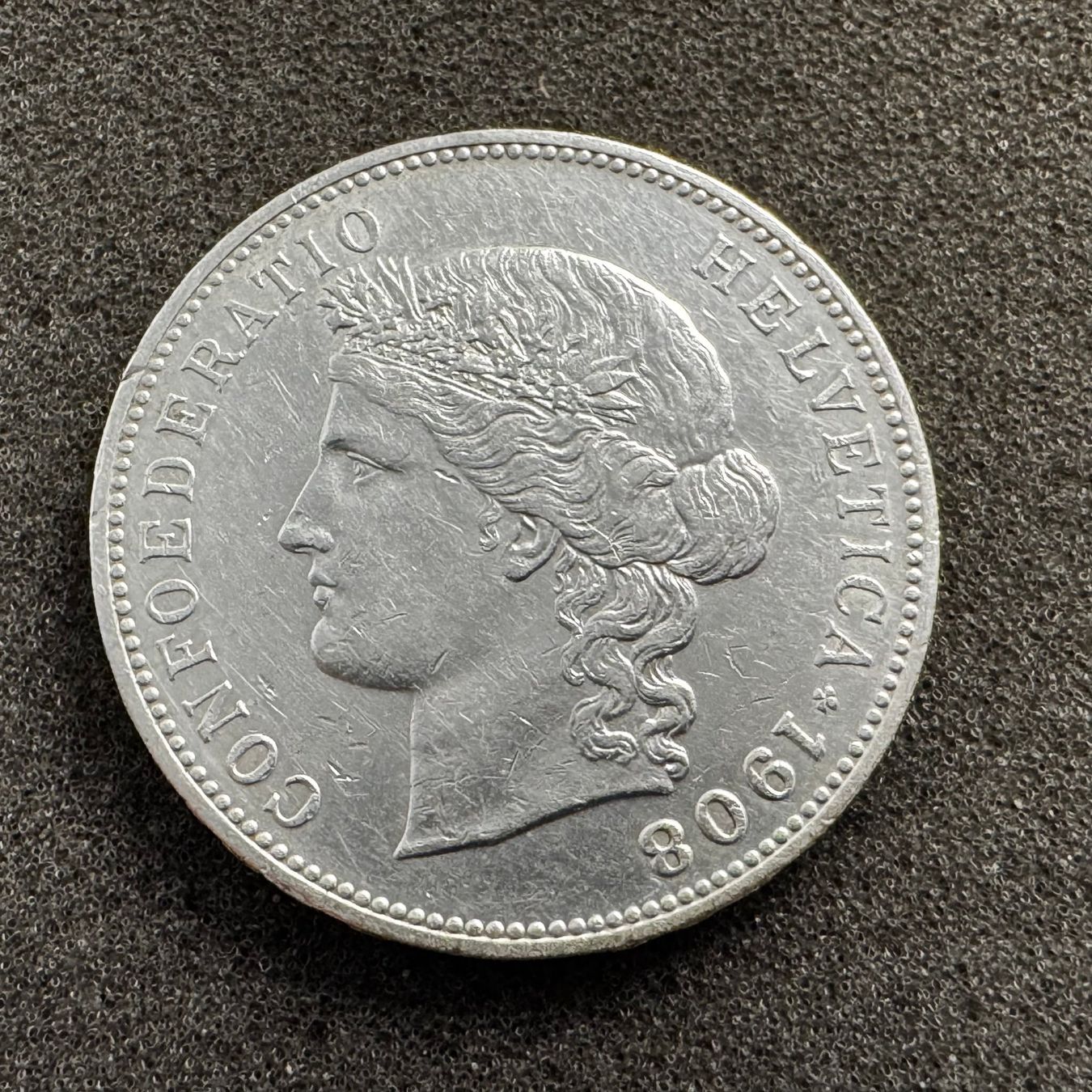 Tutti le monete: 5 Franken Silber 1908 - Frauenkopf – Usato da Reitnau venduto da tb-muenzen 1