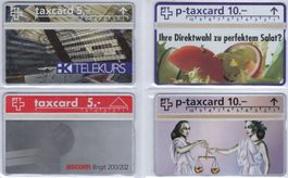 4 ungebrauchte Firmen Taxcards der Schweiz ab 1 Franken