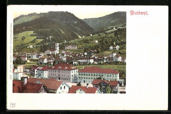 Cartoline postali: Wattwyl, Ortsansicht mit Blick ins Land  – Usato da Berlin venduto da bartko-reher
